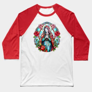 Roses Virgin Mary La Virgen de Guadalupe Glassart Baseball T-Shirt